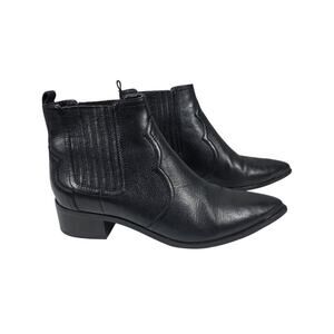 MARC FISHER LTD BLACK LEATHER WESTERN COWBOY ANKLE BOOT – SIZE 9M